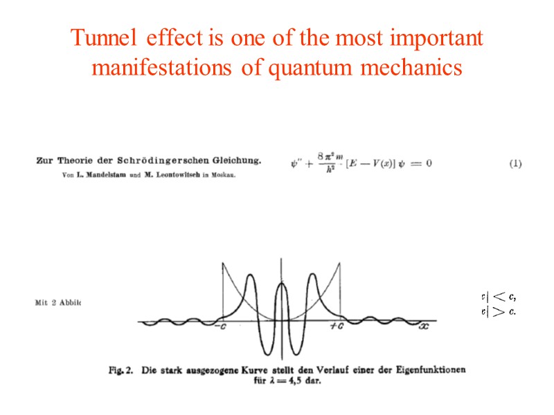 Tunnel effect is one of the most important manifestations of quantum mechanics
